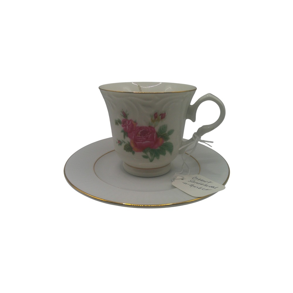 Gibson Housewares Rose Teacup Candle Coconut Sandalwood Amber Scented Soy Wax